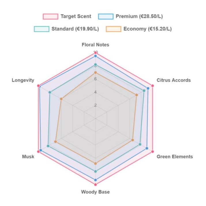Gráfico de radar correspondente à fragrância